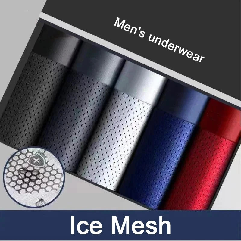 Boxers Men Boxer Shorts Men Underwear Male Underwear Boxers Homme Ice Silk Mesh Boxershorts plus Size Panties Sexy Underpants