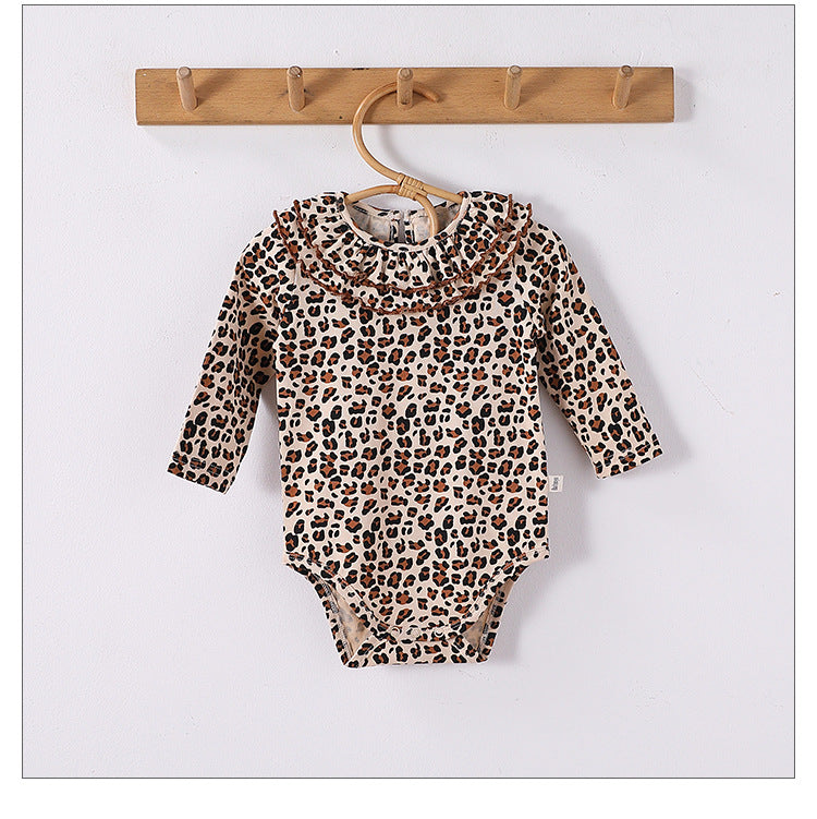 Spring Arrival Baby Unisex Long Sleeves Leopard Pattern Rompers and Onesies-6