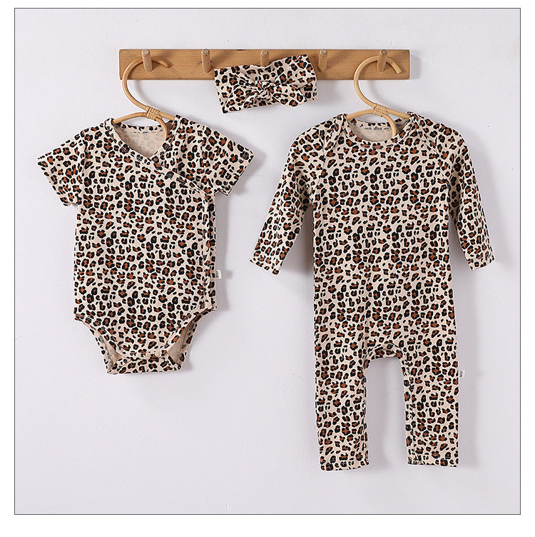 Spring Arrival Baby Unisex Long Sleeves Leopard Pattern Rompers and Onesies-1