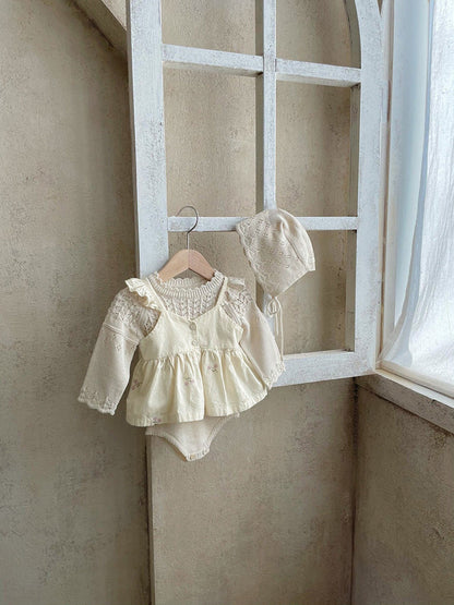 Baby Girl 1pc Floral Embroidered Graphic Ruffle Sling Tops & Shorts Sets-4