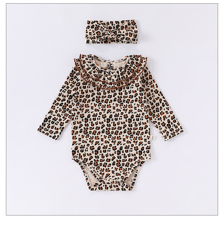 Spring Arrival Baby Unisex Long Sleeves Leopard Pattern Rompers and Onesies-3