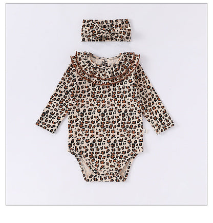 Spring Arrival Baby Unisex Long Sleeves Leopard Pattern Rompers and Onesies-3