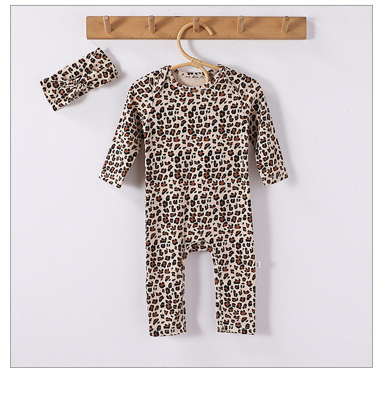 Spring Arrival Baby Unisex Long Sleeves Leopard Pattern Rompers and Onesies-7