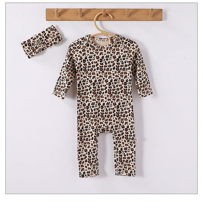 Spring Arrival Baby Unisex Long Sleeves Leopard Pattern Rompers and Onesies-7